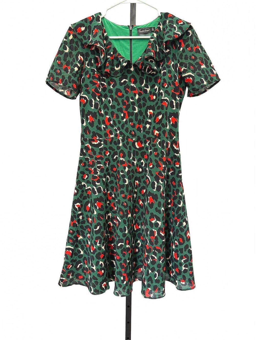 Voodoo Vixen Green Floral Dress Size S 4 Leopard